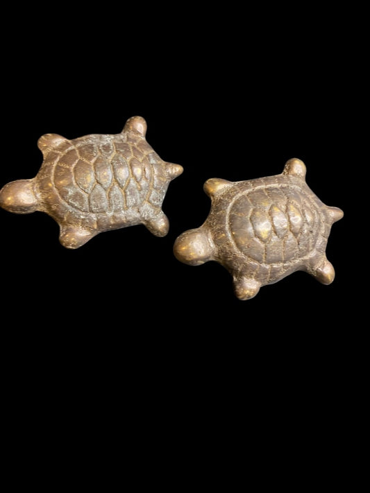 Set of 2 Brass Turtle Drawer Pull Knobs 62mm 2.4"