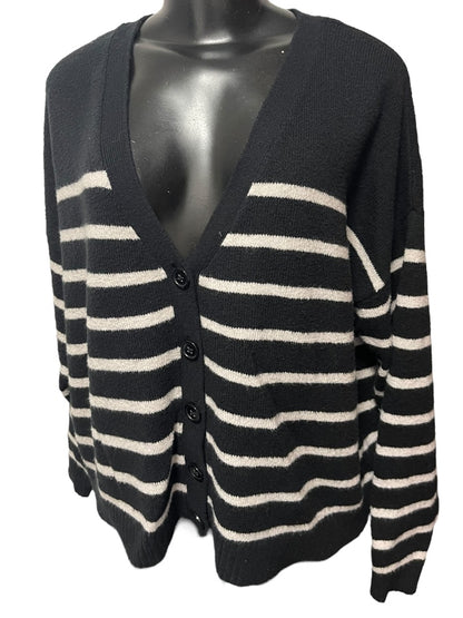 18/20 Lane Bryant Long Sleeve Button Down Striped Cardigan Black & White