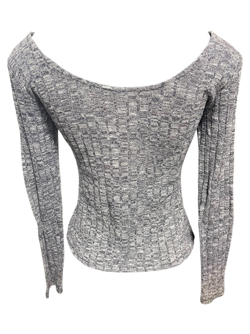 Medium Ultra Flirt Ribbed Fitted Womens Top Marled Purple Scoop Neck