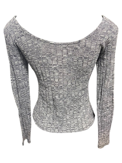 Medium Ultra Flirt Ribbed Fitted Womens Top Marled Purple Scoop Neck