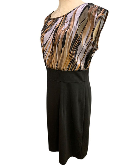 Size 14 AGB Dress New Black Skirt Metallic Color Sheer Bodice Lined