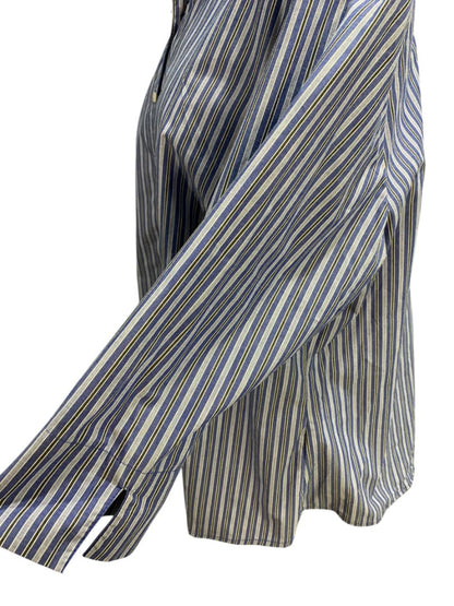 Size 1X ALS Wrinkle Free Blue Stripe Womens Button Up Shirt Wrinkle Free