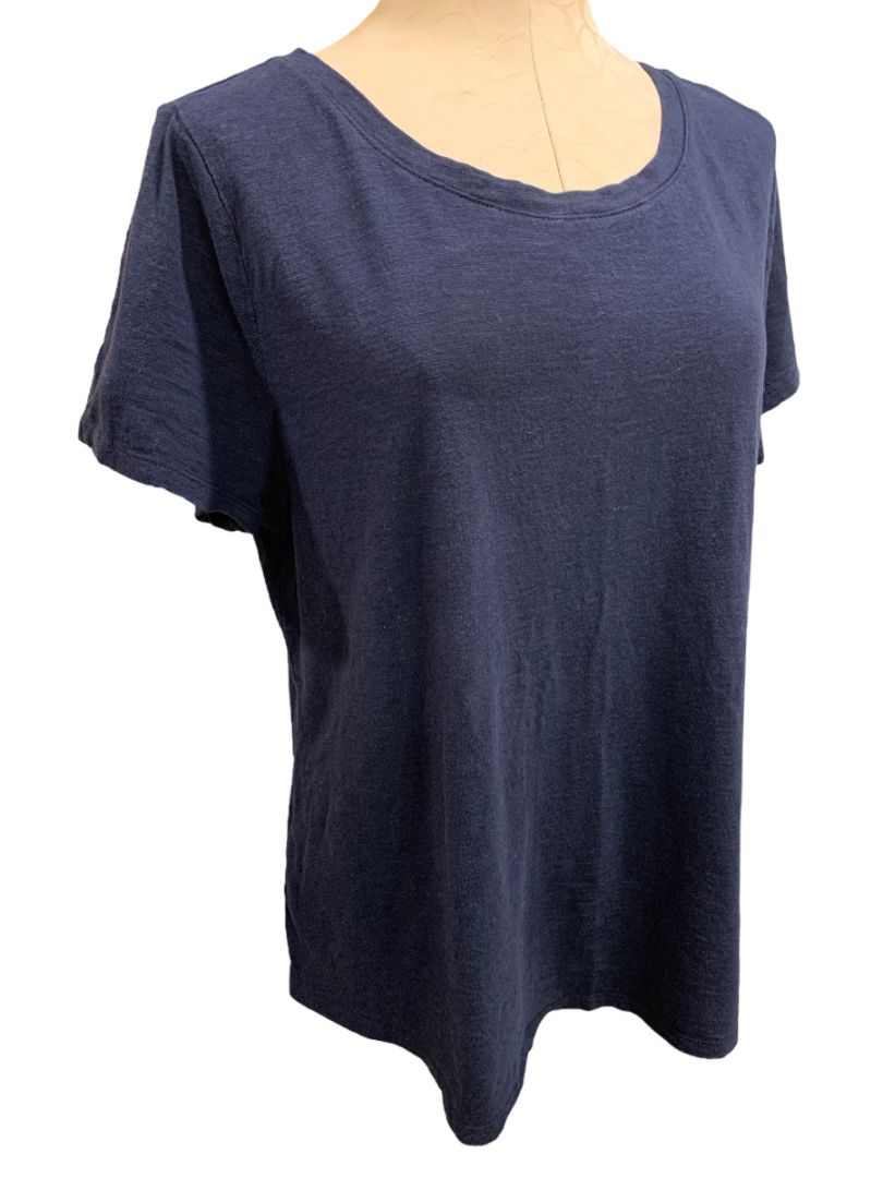 XL Talbots Womens Navy Blue Tshirt Short Sleeve Cotton Modal Blend