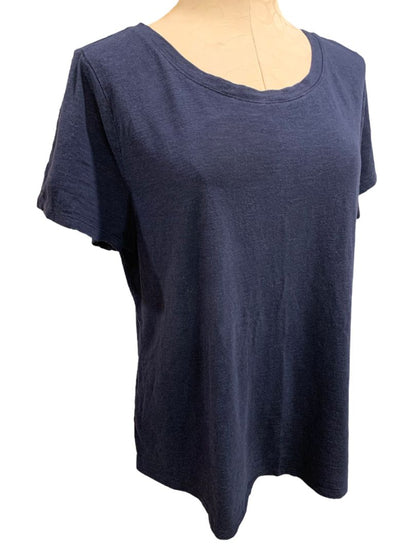 XL Talbots Womens Navy Blue Tshirt Short Sleeve Cotton Modal Blend