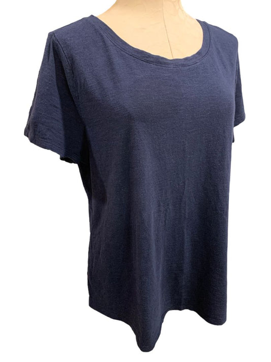 XL Talbots Womens Navy Blue Tshirt Short Sleeve Cotton Modal Blend