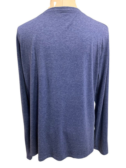 Size XXL Womens Long Sleeve Blue Heathered V-Neck Tshirt