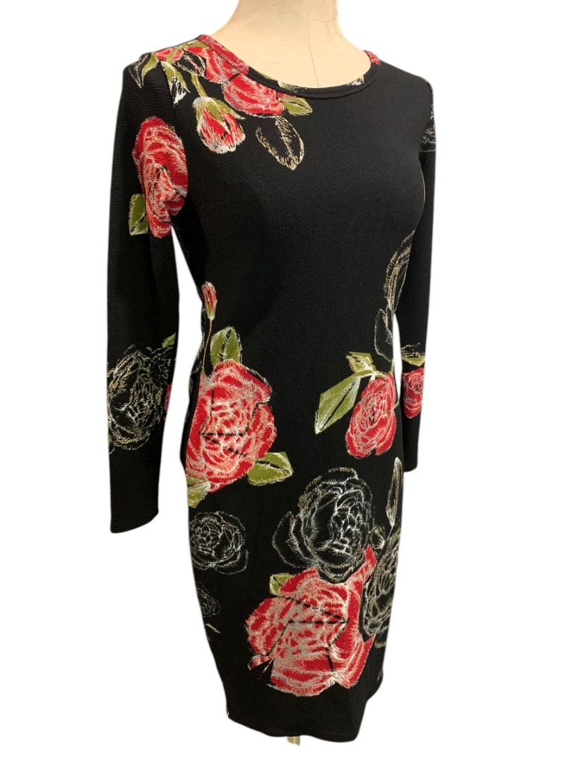 Small LulaRoe Elegant Debbie Fitted Stretch Rose Print Dress