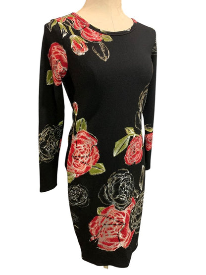 Small LulaRoe Elegant Debbie Fitted Stretch Rose Print Dress