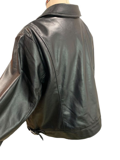 Size 2X Nine West Vegan Leather Womens Moto Style Jacket Black