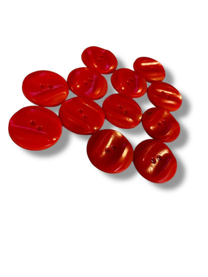 Set of 12 Midcentury Red Plastic Buttons  Craft Sew 1" Diameter