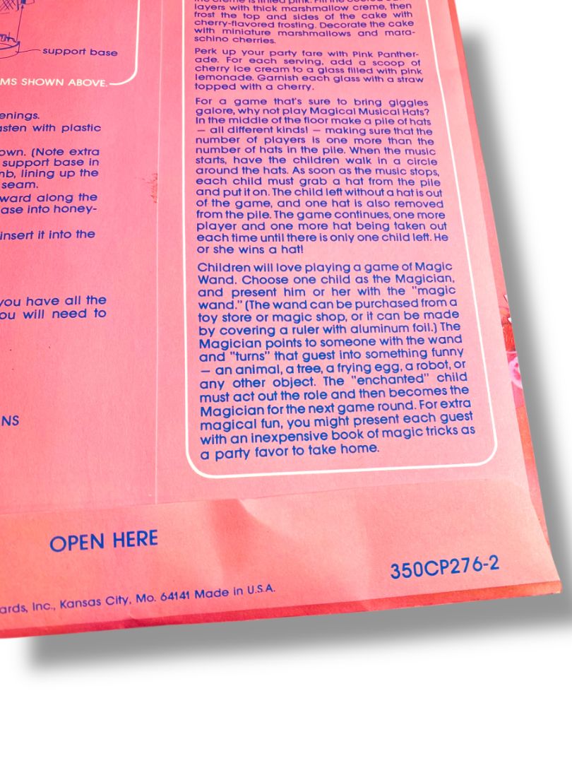 1981 The Pink Panther Centerpiece Hallmark Happy Birthday 15.5"