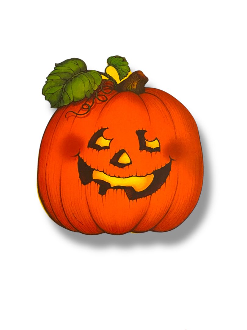 Vintage Hallmark Cutout Pumpkin Jack o Lantern Halloween Fall 9"