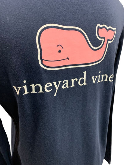 Medium Vineyard Vines Womens Long Sleeve Navy Blue Tshirt Pink Whale