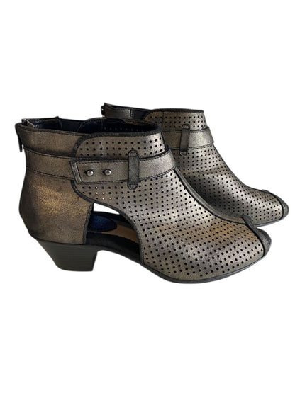 Size 11 Earth Intrepid Womens Pewter Leather Booties Boots Open Toe