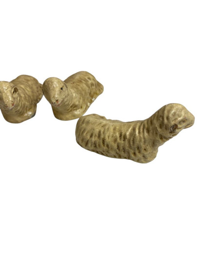 Vintage Three Sheep Hollow Plaster Nativity Figurine Western Germany 1.5" High