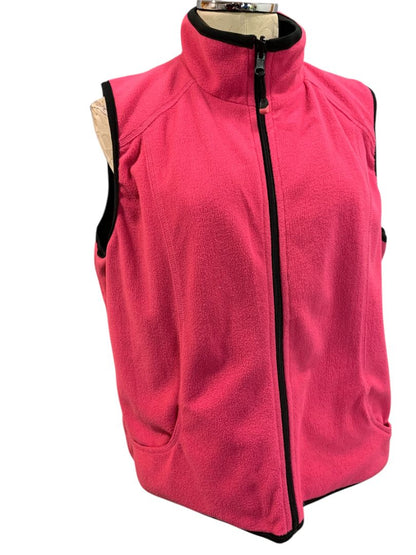 Size XL Oleg Cassini Sport Womens Reversible Fleece Pink Vest Full Zip