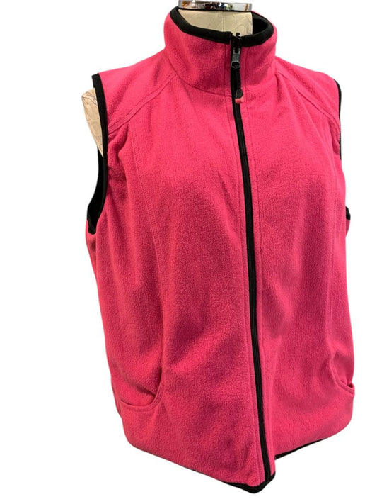 Size XL Oleg Cassini Sport Womens Reversible Fleece Pink Vest Full Zip