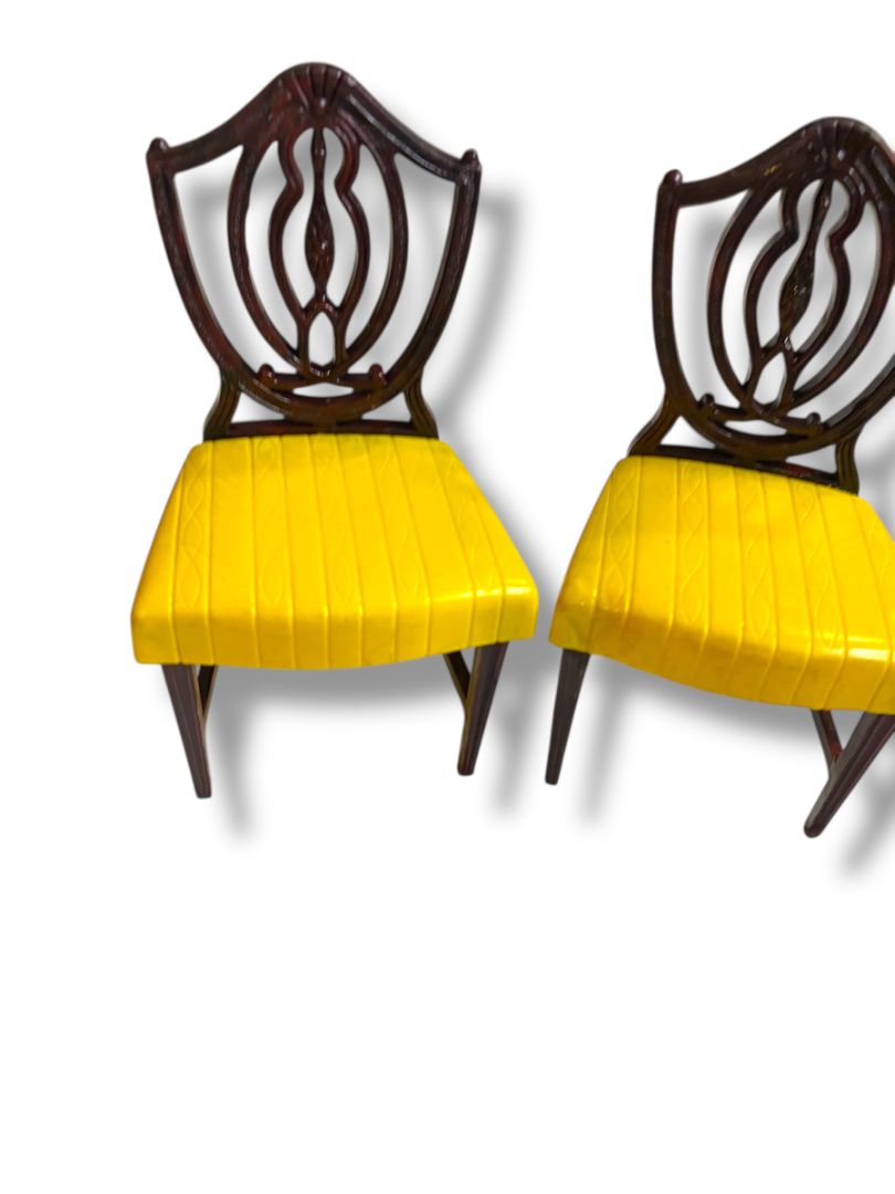 Vintage Ideal Plastic Dollhouse Miniature Dining Chairs Set Yellow Brown 3"h
