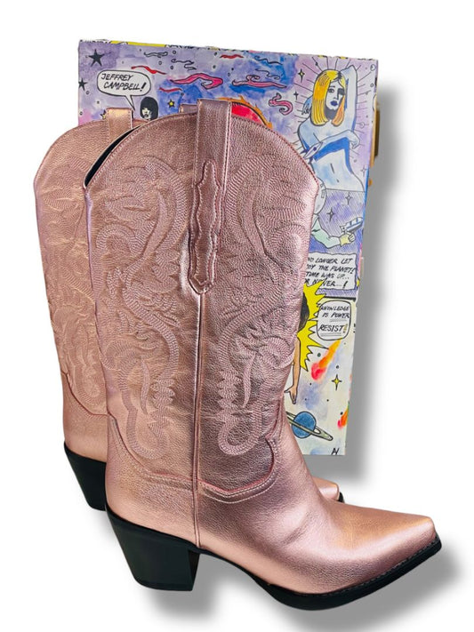 Size 10 Jeffrey Campbell Free People Womens Dagget Pink Champagne Western Boots