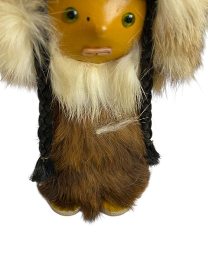 Vintage Illfelder Toy Co. Eskimo Inuit Rabbit Fur Leather Jacket 5.5"