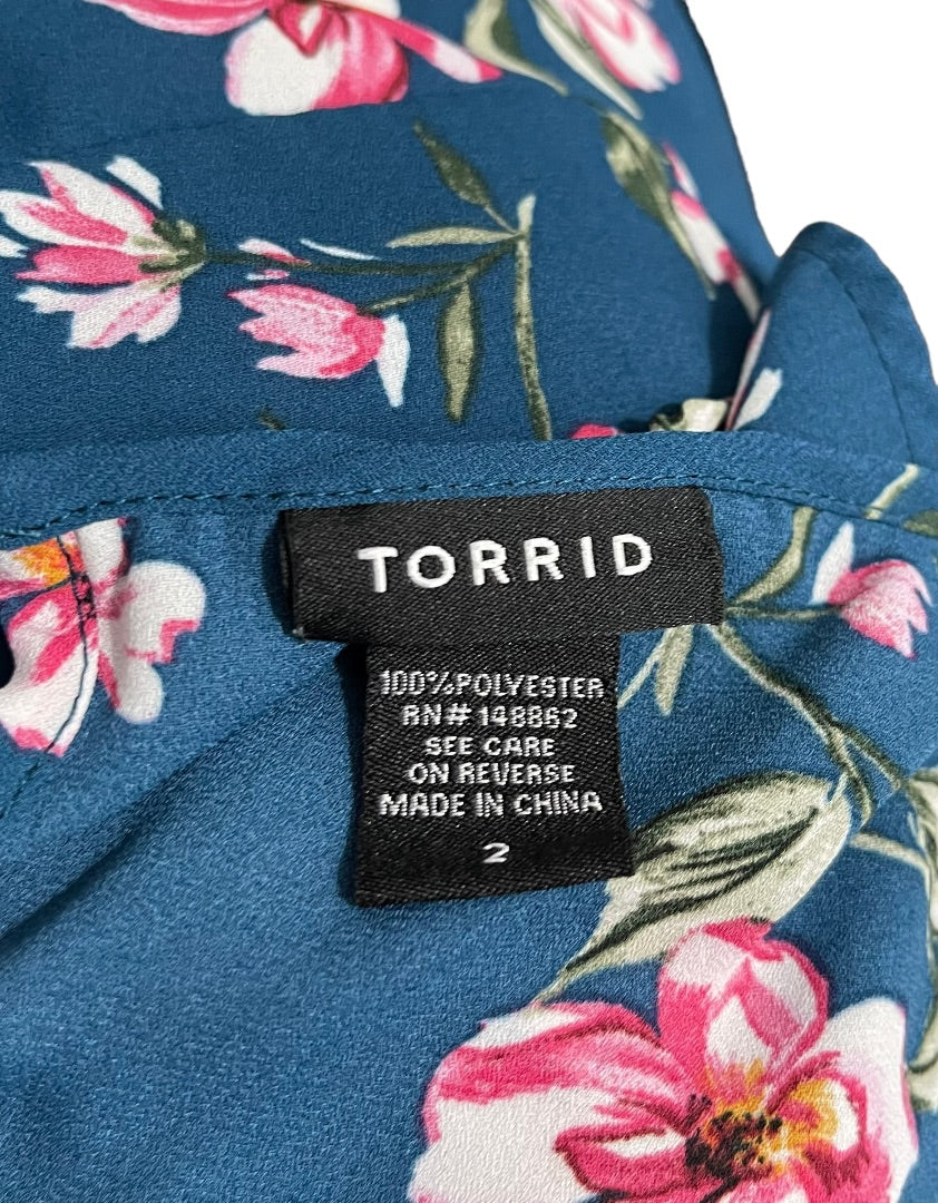 2X Torrid Women's Georgette Flutter Short Sleeve Pullover Blouse