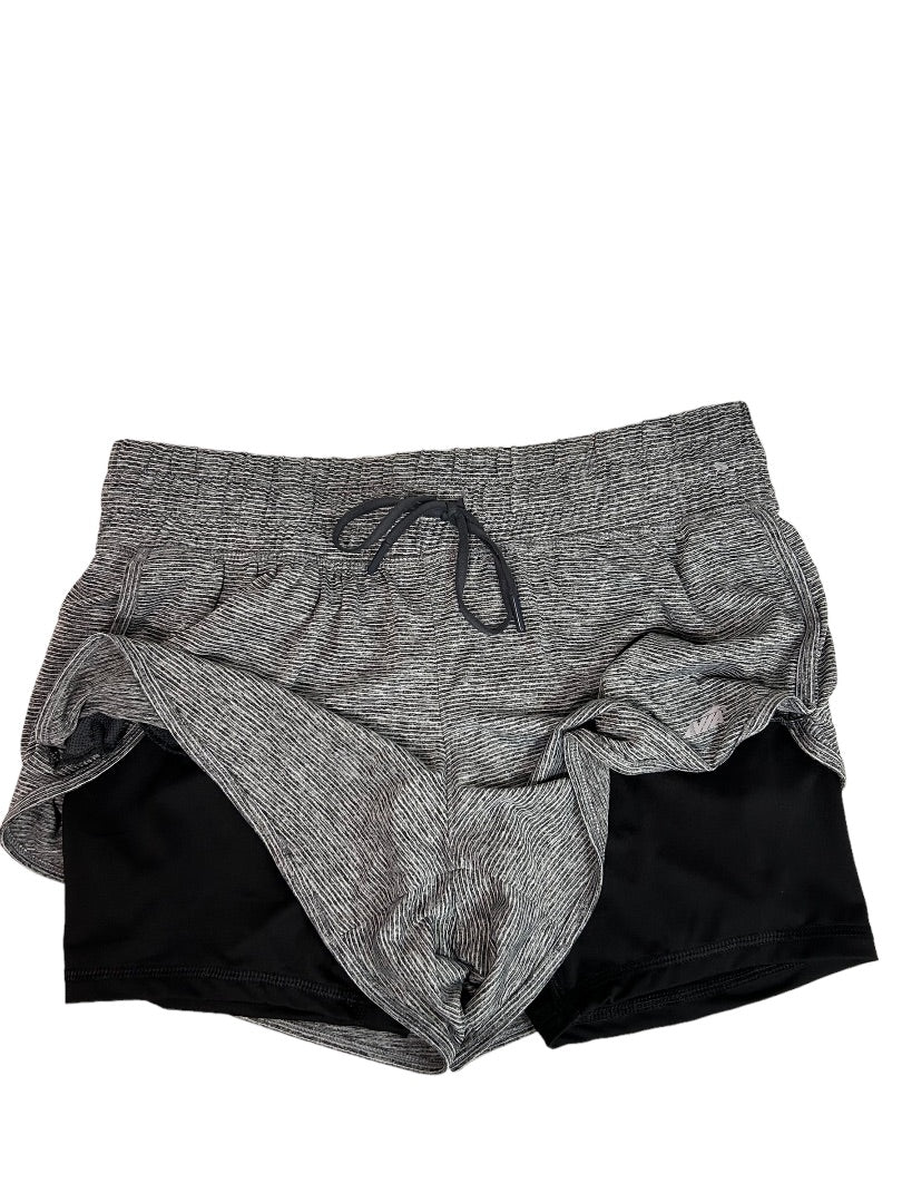 Medium Avia Women's Gray Black Running Shorts Pull On Lined Undershorts