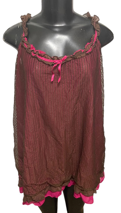 18/20 Cacique Ruffled Strap Pink Lining Sleepwear Nightie Camisole