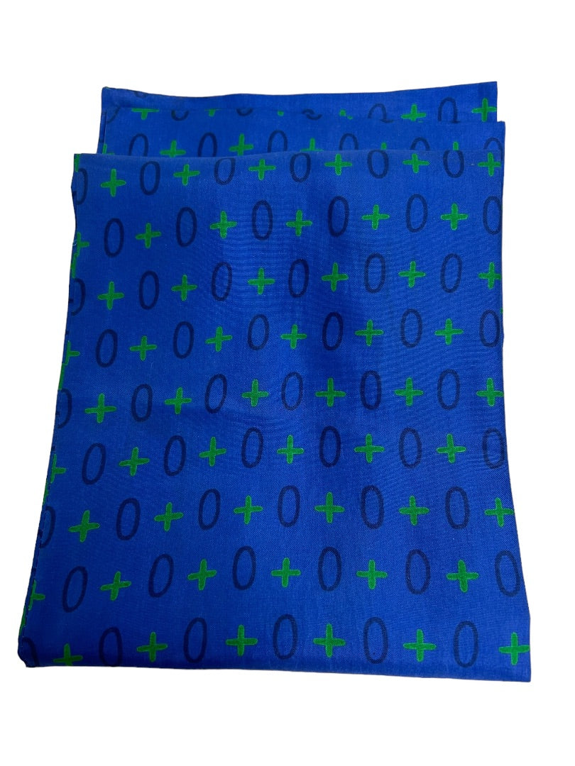 Vintage Bright Navy Pattern Scarf Silky Green Black 33.5"l x 6.5"w