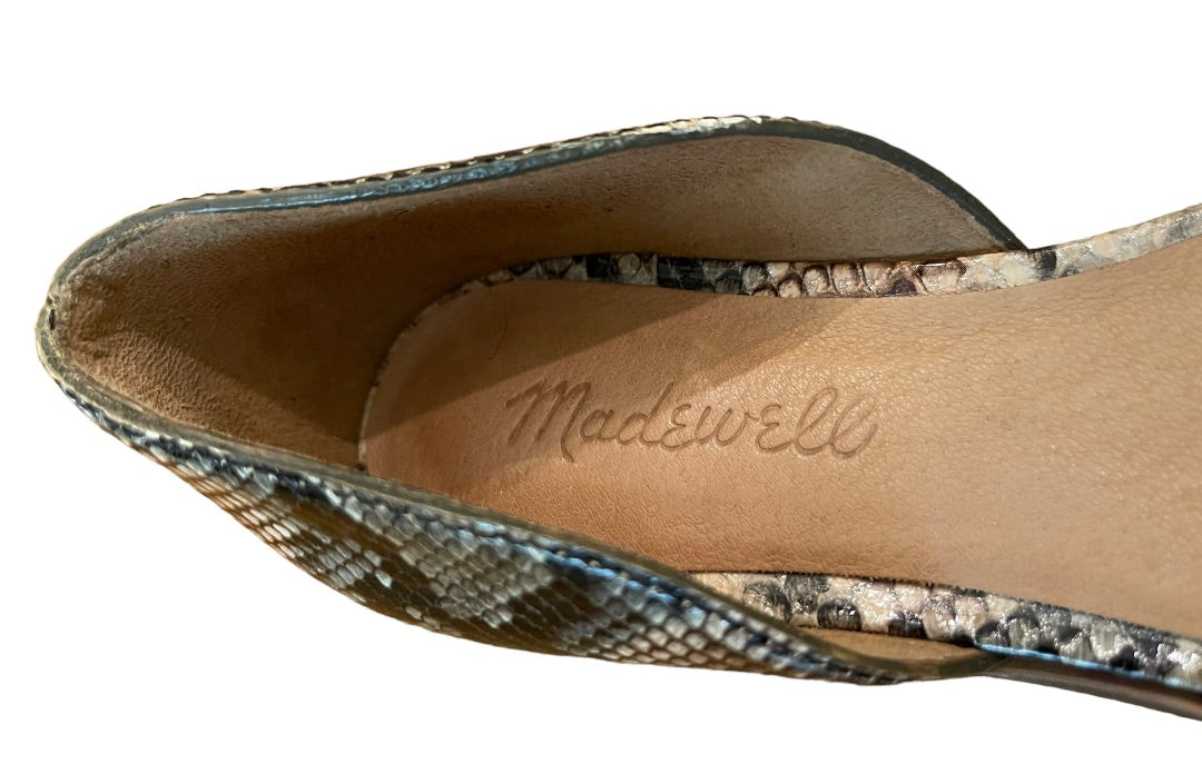 Size 6.5 Madewell The Marisa D'Orsay Flat Snake Embossed Leather Womens Shoes