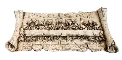 The Last Supper Scroll Wall Hanging Dimensional Resin Vintage 1970s Resin