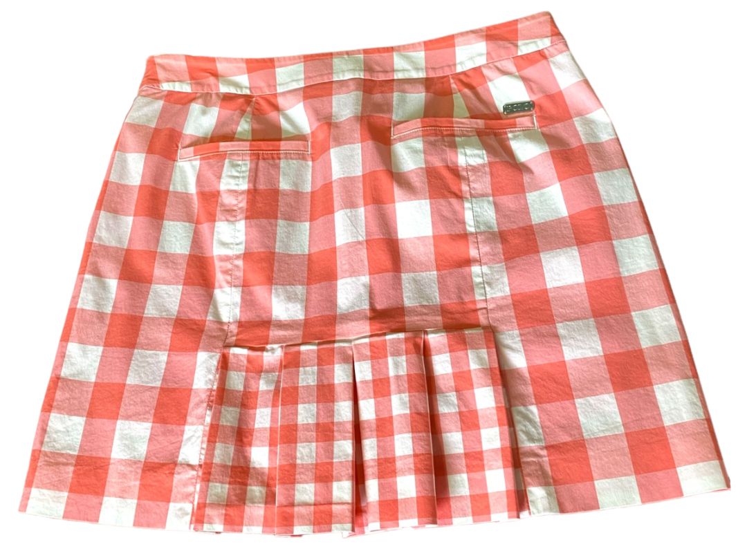 Size 2 Polo Golf Pink White Gingham Checked Skort Pleated Back Pockets