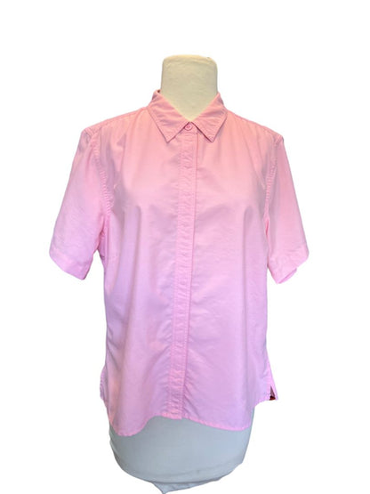 Large ExOfficio Pink Button Down Short Sleeve Shirt Outdoors