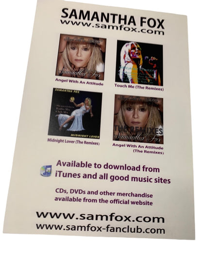 Samantha Fox Promotional Cardstock Flyer Personalized Autograph 6 x 8.5 Signed Black Corset