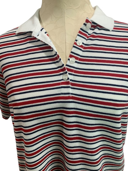 Medium Hastings & Smith Red White Blue Striped Golf Polo Shirt Short Sleeves