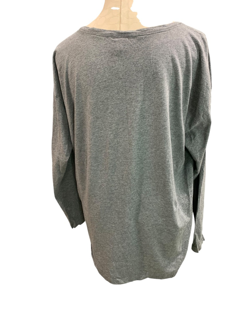 2X Jenni Intimates Womens Gray Jersey Knit 3/4 Sleeve Sleep Shirt "So Far So Good"