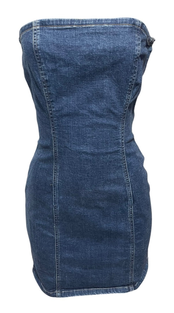 Medium Tommy Jeans Strapless Stretch Denim Dress Jean Fitted