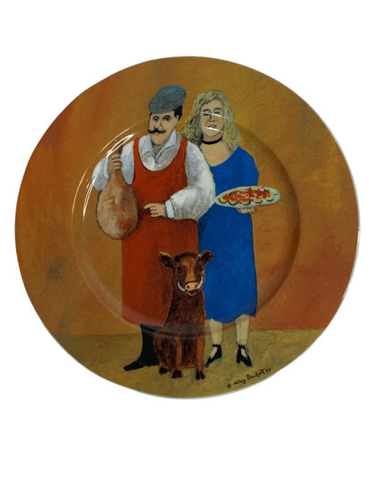 Guy Buffet Tuscan Storefronts Salad Plate Butcher Wife 8 Inch