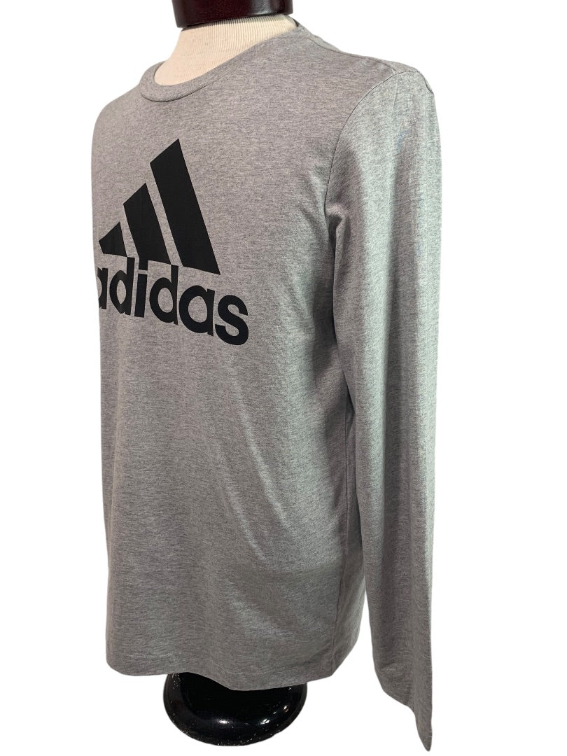 Small Adidas Mens New Long Sleeve Logo Tshirt Gray Heathered H14623