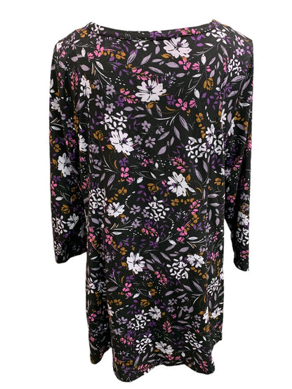 Size 14/16 Lane Bryant Womens Black Floral Swing Tunic Soft Jersey Knit