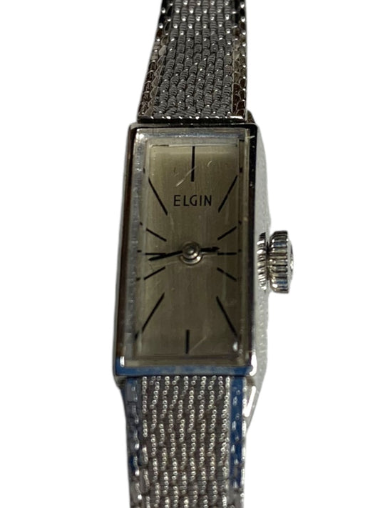 Vintage Elgin Womens Wristwatch 10K Gold Filled Silver Color For Parts