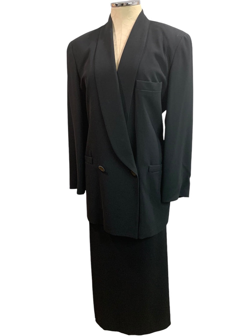 Size 12/14 Linda Allard Ellen Tracy Womens Vintage Skirt Suit 1980s