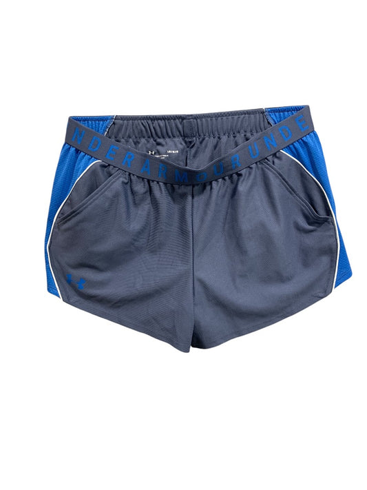 Large Under Armour Womens Blue Play Up 3.0 Shorts Colorblock Pockets