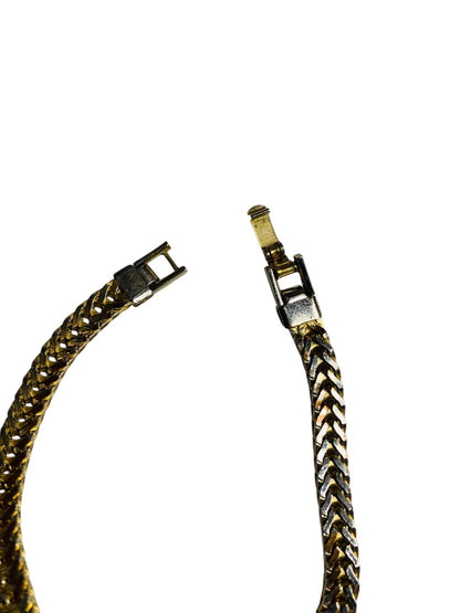Vintage Goldtone Bracelet Foldover Clasp Lays Flat 7.25 Inch