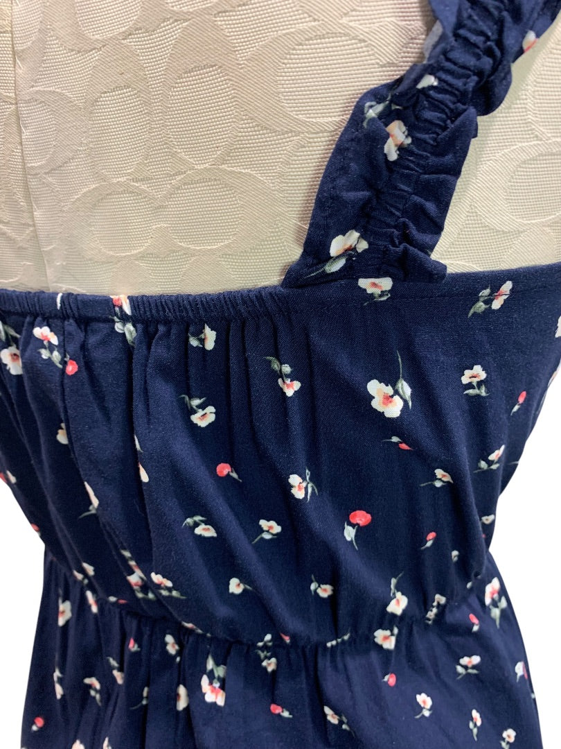 XS Banana Republic New Dress Navy Blue Floral Sundress Banded Waist