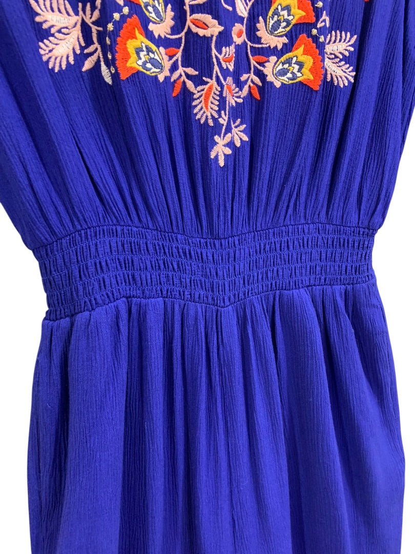 Size 6 Boden Womens Natalie Embroidered Boho Jumpsuit Royal Blue