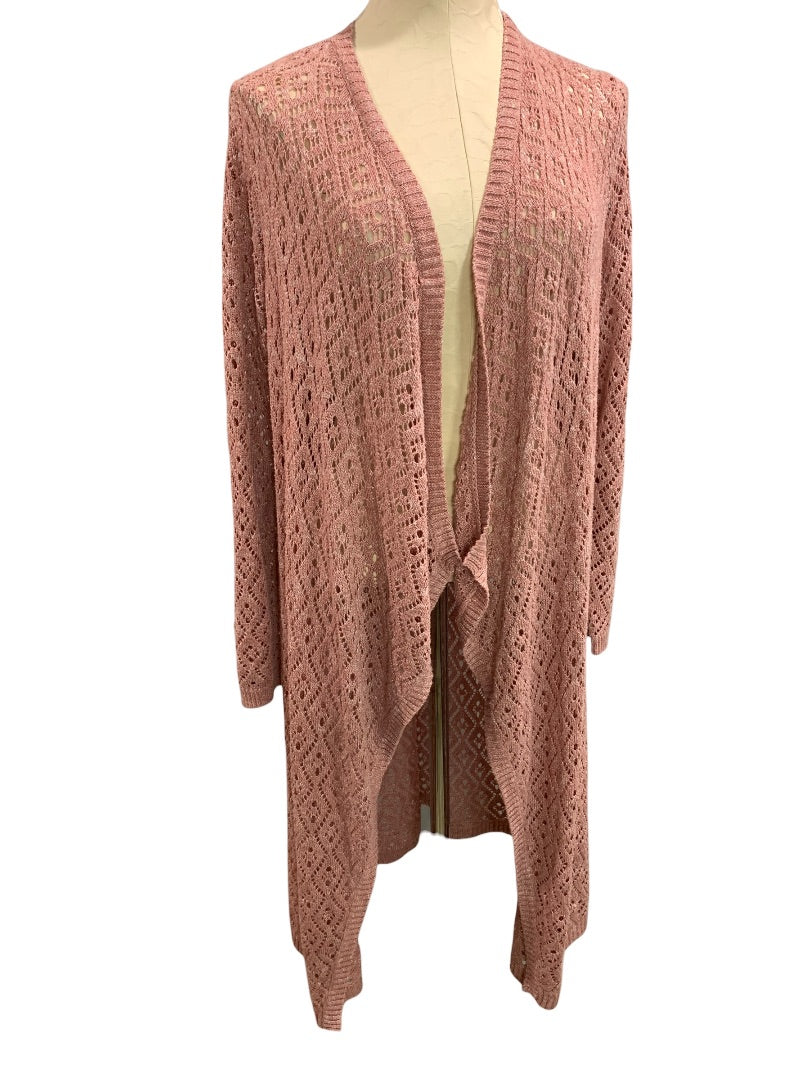 3X Torrid Womens Pink Pointelle Drape Cardigan Sweater