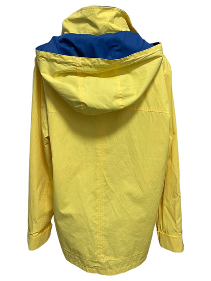 XL Neyelle Lined Womens Hooded Snap Closure Raincoat Pockets Yellow