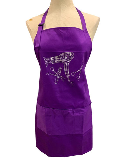 Plum Hill New Hair Stylist Apron Purple Rhinestone Tools Pocket