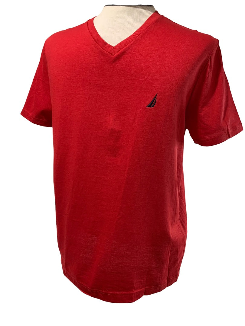 Medium Nautica Mens New  Red V-Neck Tshirt