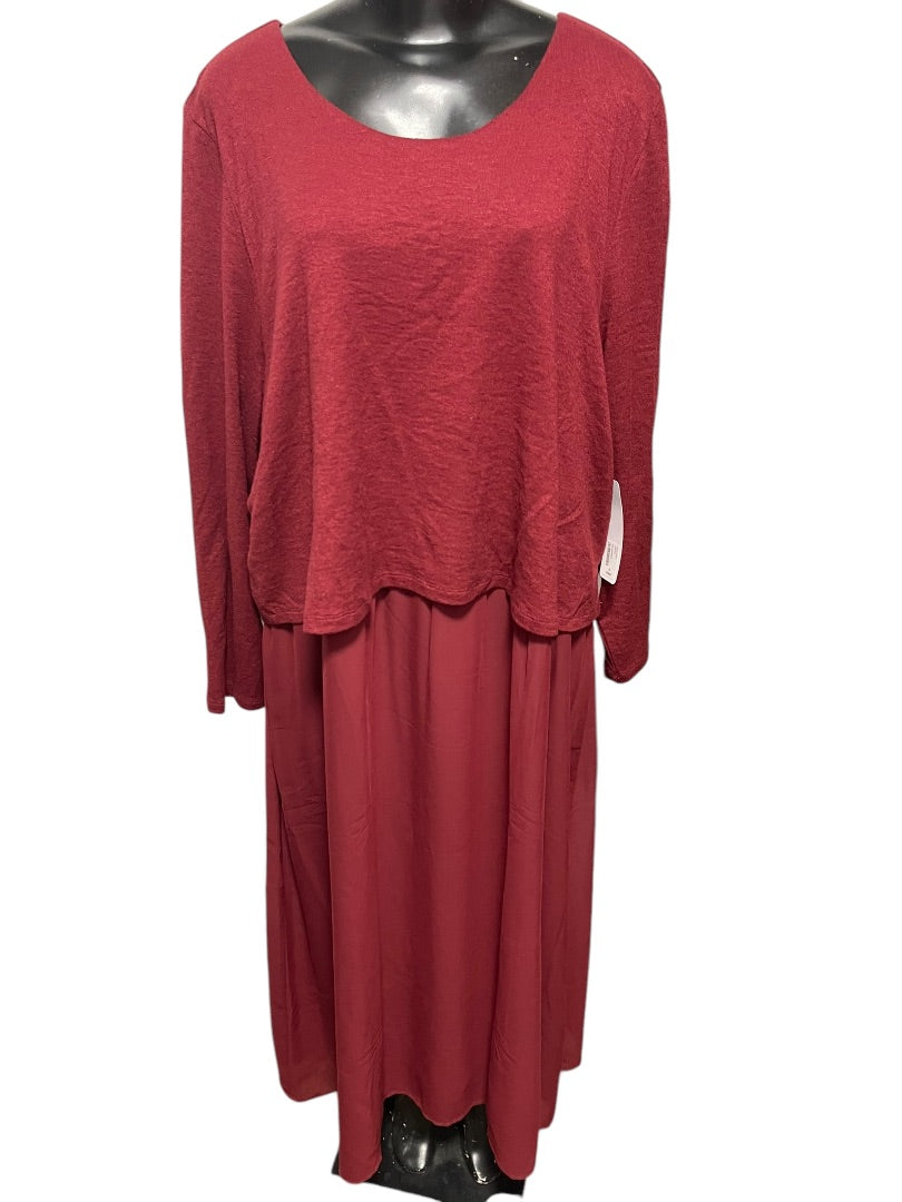 2X Soft Surroundings Layered Cassie Dress Cabernet NWT